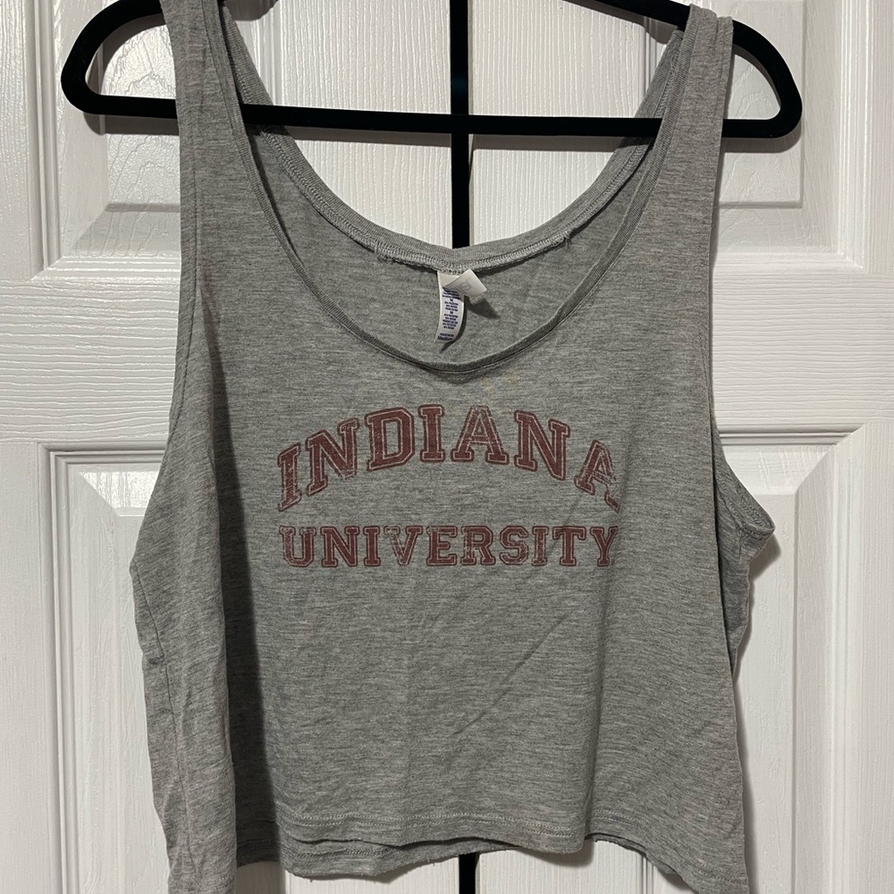 Indiana University Gray Cropped Tank Top